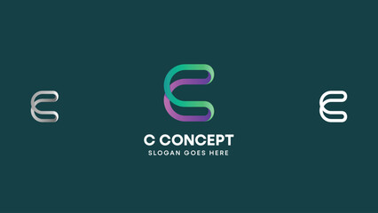 Letter C monogram. Infinity line art logo, modern trendy linear design. Vector illustration