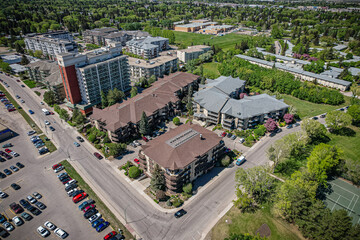 Fototapeta na wymiar Aerial of the Nutana Suburban Centre Neighborhood in Saskatoon