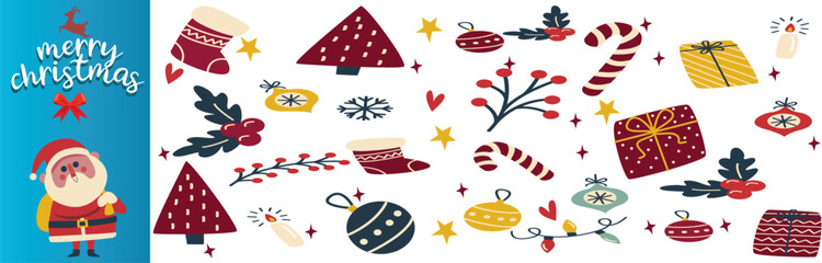 Christmas design illustration set.