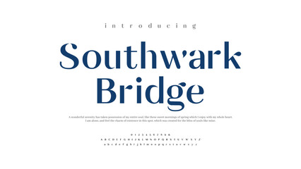 Classic lettering display typeface. Elegant stencil typography alphabet a to z and number. Vector illustration