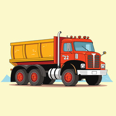 Cartoon dump tipper big truck lorry construction vehicle vector