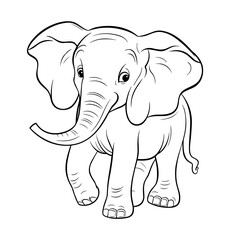 Elephant cartoon illustration coloring page for kids