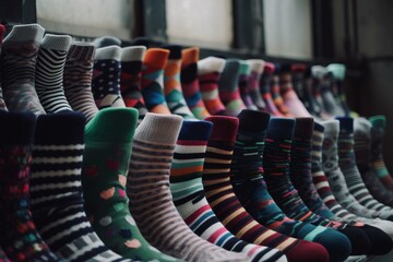 a day dedicated to celebrating socks. Generative AI - obrazy, fototapety, plakaty