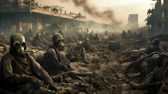 AI generated illustration of post-apocalyptic mutants in a futuristic environment