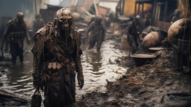 AI generated illustration of post-apocalyptic mutants in a futuristic environment