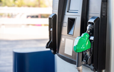 Gasoline fuel dispenser in Mexico, copy space