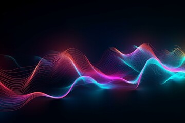 Abstract wave pattern with vibrant lights. Generative AI