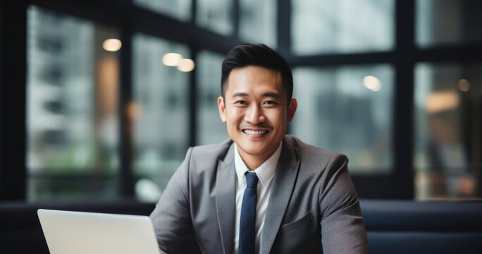 Asian Man Human Resources Manager Employment Professional Backdrop Generative AI