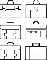 Set briefcase icon vector design silhouette line art vector