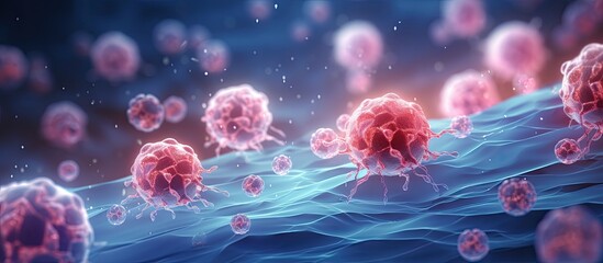 Illustration of cancer cells in 3D - obrazy, fototapety, plakaty