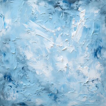 Background of detail of blue oil painting. White-blue background painted with paint, brush strokes. Beautiful stylish colorful