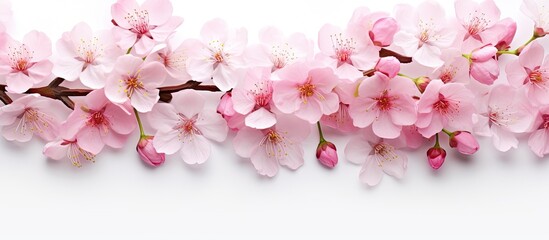 Fototapeta na wymiar White background with cherry blossoms in spring