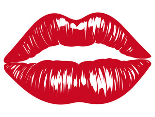 red lips lipstick kiss mouth isolated - obrazy, fototapety, plakaty
