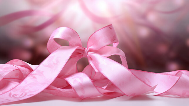 pink ribbon and bow HD 8K wallpaper Stock Photographic Image 