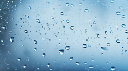water drops on blue glass background