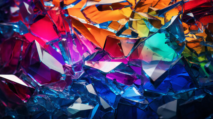 Shattered glass pieces in a rainbow palette