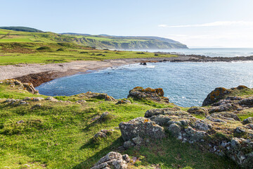 Fototapeta na wymiar The beach next to Uisaed Point, Machrihanish on the Kintyre Peninsula, Argyll & Bute, Scotland UK
