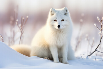 Obraz premium Arctic fox (Vulpes vulpes) in winter. 