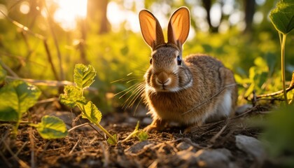 Photo of a Serene Cottontail Rabbit Amidst Nature's Canopy