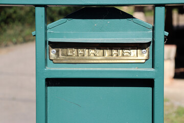 Vintage Style Letter Box in Green and Gold Tone