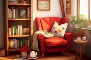 A picture of Stylish and cozy reading nook.