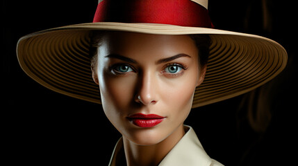 Beautiful Mysterious Woman with a Hat Wallpaper Cover Background Digital Art Card Magazine