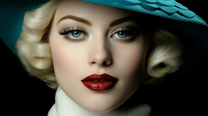 Beautiful Mysterious Woman with a Hat Wallpaper Cover Background Digital Art Card Magazine