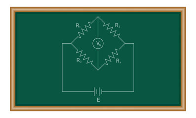 Fototapeta premium Wheatstone bridge circuit diagram. Scientific resources for teachers and students.