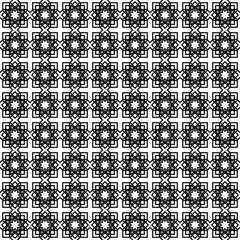 Black and white geometric background. Abstract flower pattern seamless 
