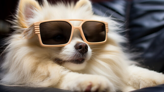 dog in sunglasses HD 8K wallpaper Stock Photographic Image 