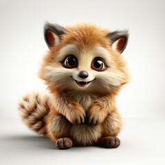 Obraz premium Сute furry animal with big eyes and a smile 3D illustration - Generative ai
