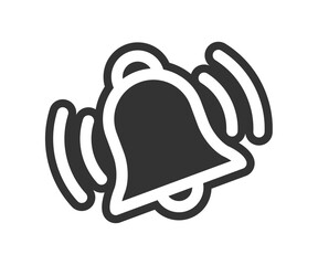 Bell ring announcement, linear flat vector illustration for web design