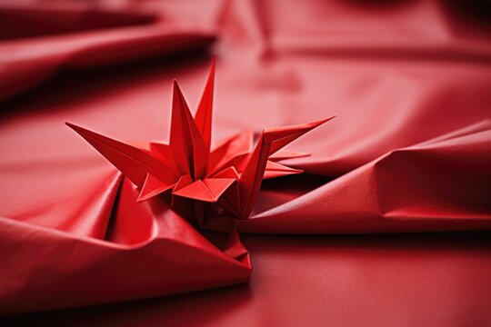 Red Paper Crane Stock Photo - Download Image Now - Paper Crane