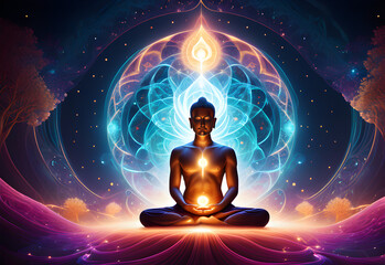 meditation enlightenment spiritual awakening - obrazy, fototapety, plakaty