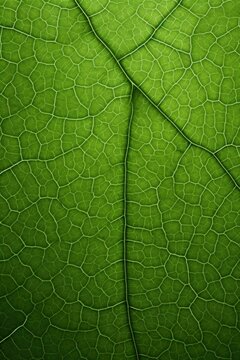 A close-up view of a single green leaf. This image can be used to depict nature, plants, environmental themes, or as a background for various design projects