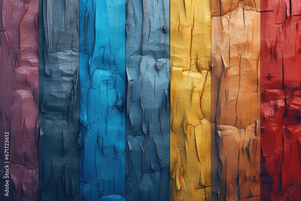 Poster a detailed view of a wall made up of vibrant colored paper. ideal for backgrounds or as a creative t