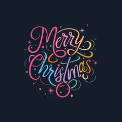 Merry Christmas hand drawn lettering