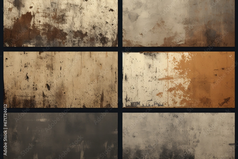 Poster A collection of four unique and distinct textures showcasing the beauty of rust. Perfect for adding an aged and weathered look to your designs.