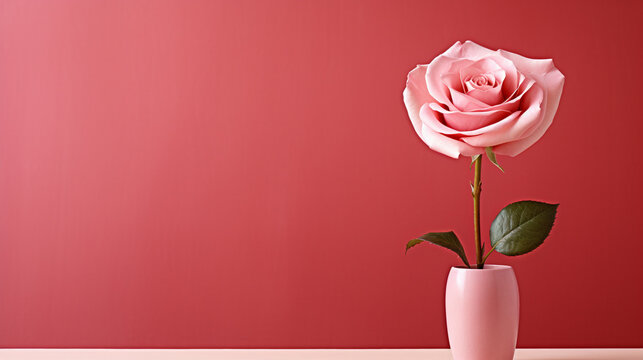 red rose in vase HD 8K wallpaper Stock Photographic Image 