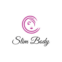 woman slim body logo design vector
