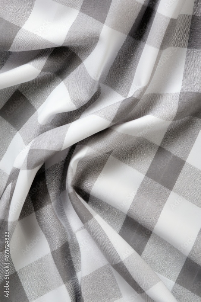 Poster A detailed view of a fabric with a gray and white checkered pattern. This versatile image can be used for various design projects