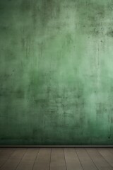 An empty room with a green wall and wooden floor. This picture can be used to showcase interior design, home renovation, or real estate listings