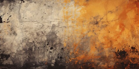 An orange and black painting on a wall. Suitable for modern interior designs or artistic projects