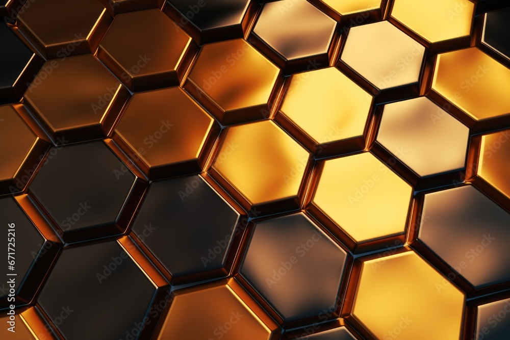 Poster A close up view of a bunch of hexagons. This image can be used for various design projects and backgrounds