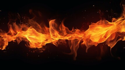 Fototapeta premium fire flame on black background. a realistic fire background. flame thrower background