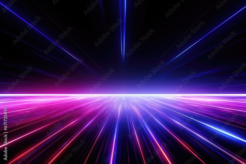 Poster A picture of a dark background with bright lines of light. This image can be used to create a mysterious or futuristic atmosphere