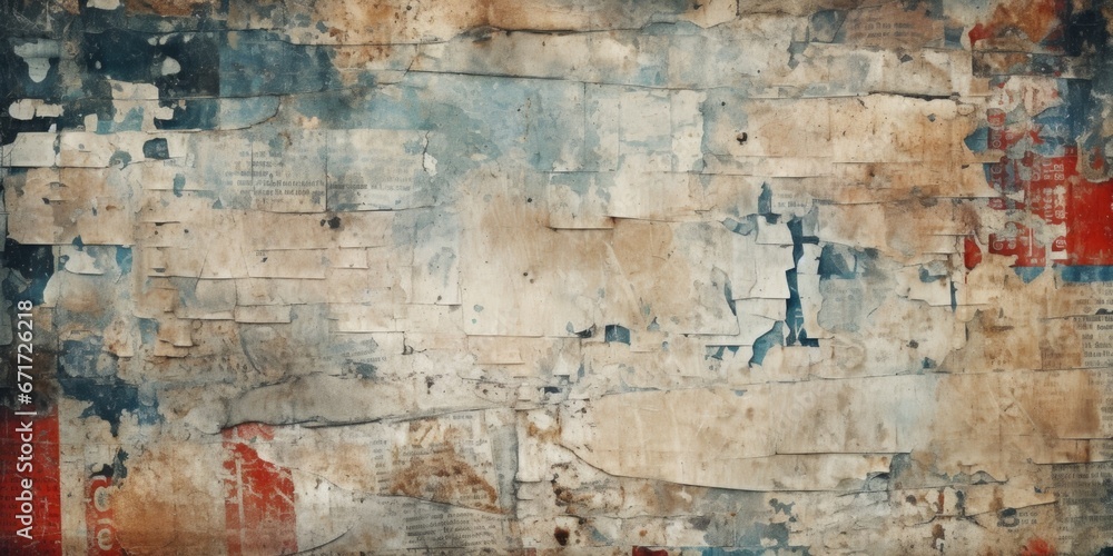 Poster An image of an old wall with peeling paint. This picture can be used for various design projects and backgrounds.