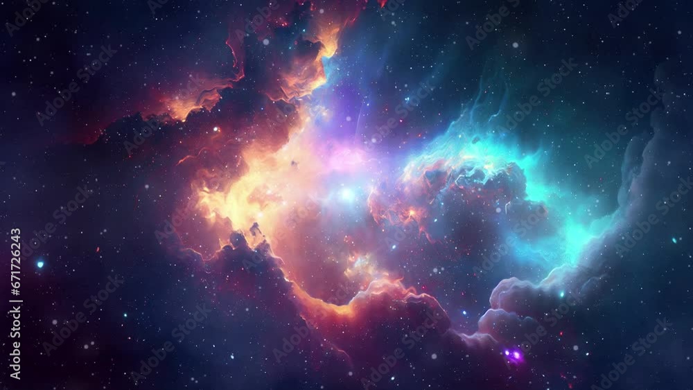 Wall mural animated space nebulosa and galaxy background with stars. part1