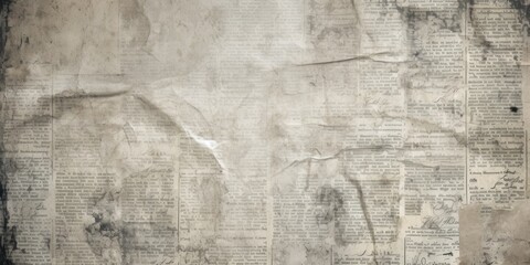 An image of an old newspaper with a torn piece of paper on top. This picture can be used to portray vintage or historical themes, news articles, or as a background for creative projects. - obrazy, fototapety, plakaty