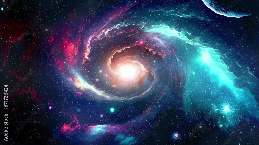 Wall mural animated space nebulosa and galaxy background with stars. part2